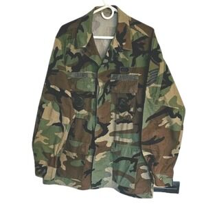 Mens‎ Army Canvas Jacket Size Large Green Camo
